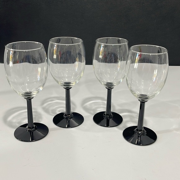 Vintage Octagonal-Shaped Black Stems wine water glasses set of 4 - Picture 11 of 11